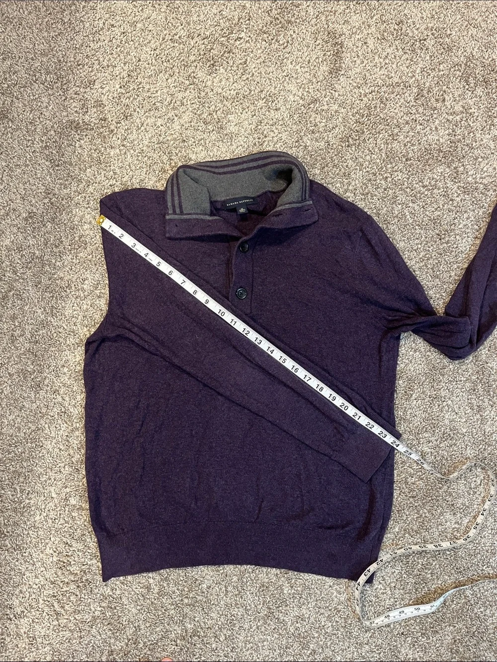 Banana Republic 100% Cotton Quarter Button Sweater in Purple Size Medium